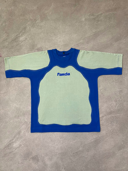 COUPLET TEE: MINT/ROYAL BLUE