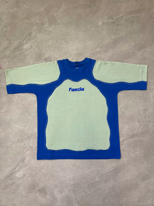 COUPLET TEE: MINT/ROYAL BLUE