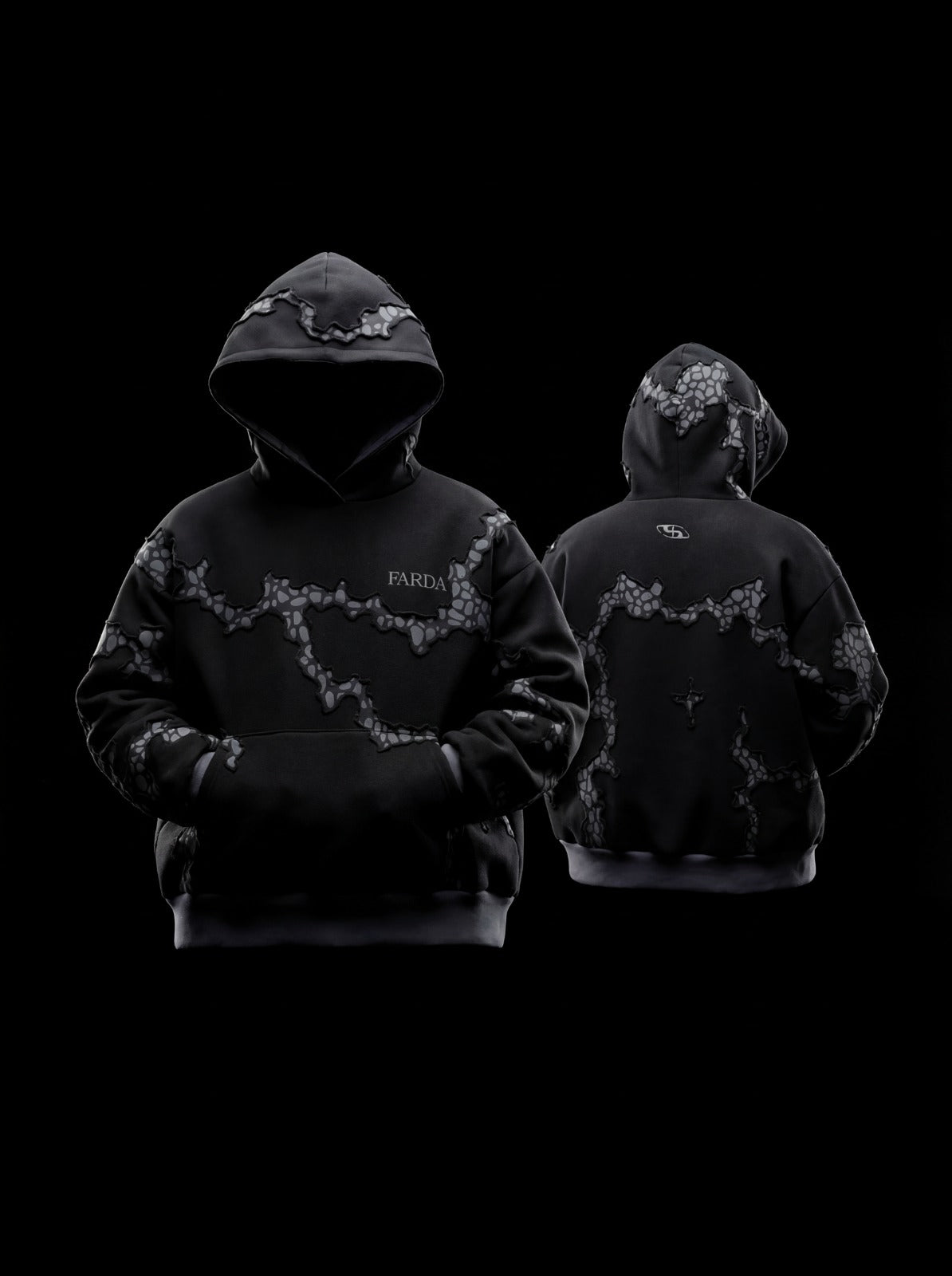 CHASM HOODIE: BLACK SNOWFLAKE (UNISEX)