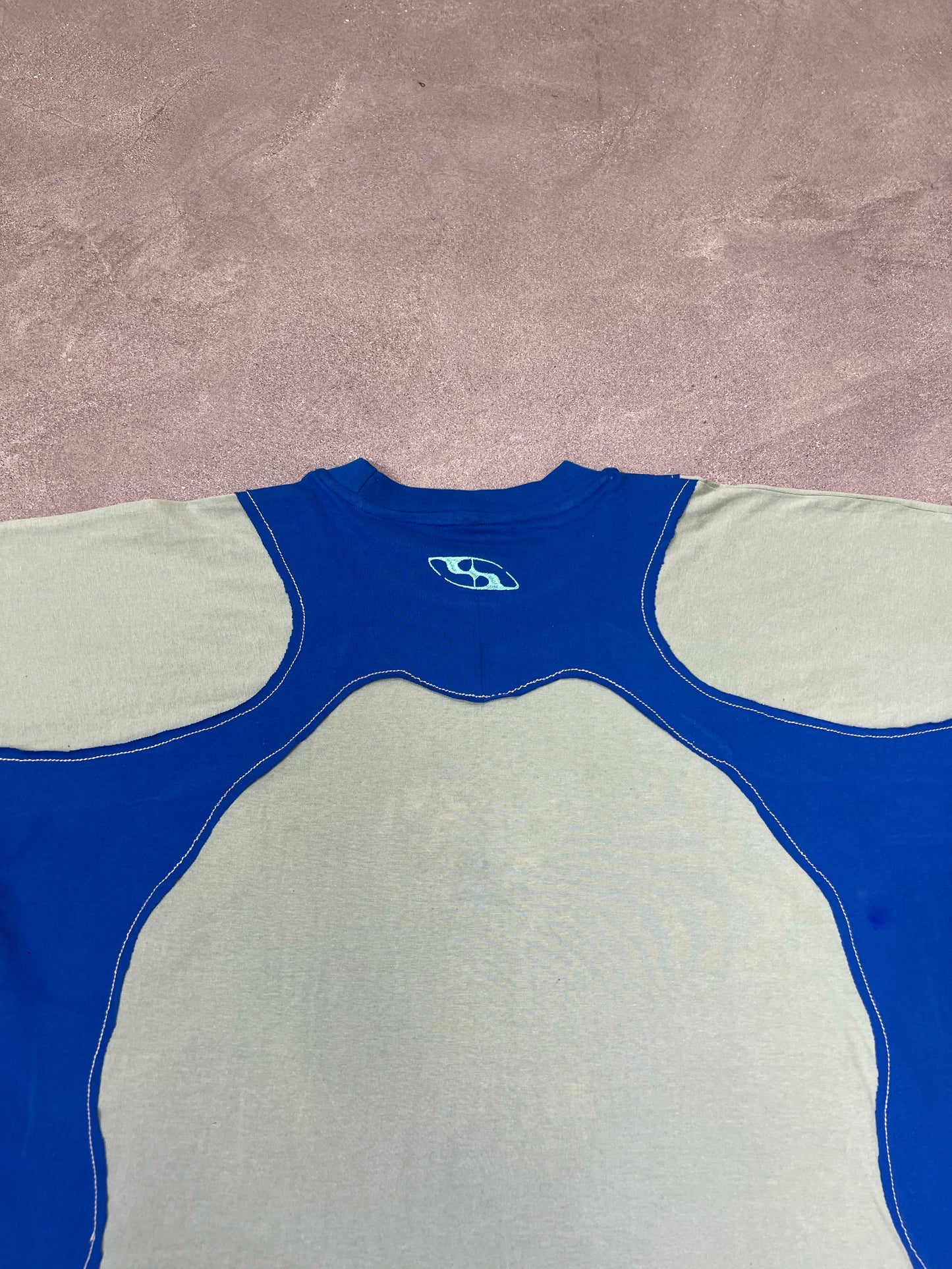 COUPLET TEE: MINT/ROYAL BLUE
