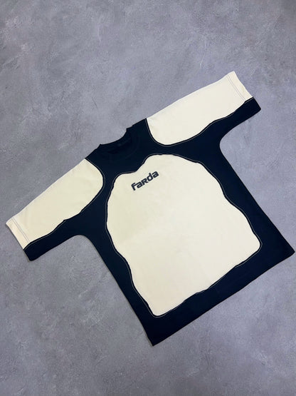 COUPLET TEE: BIEGE/BLACK