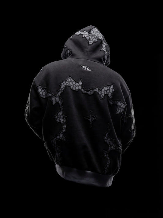 CHASM HOODIE: BLACK SNOWFLAKE (UNISEX)