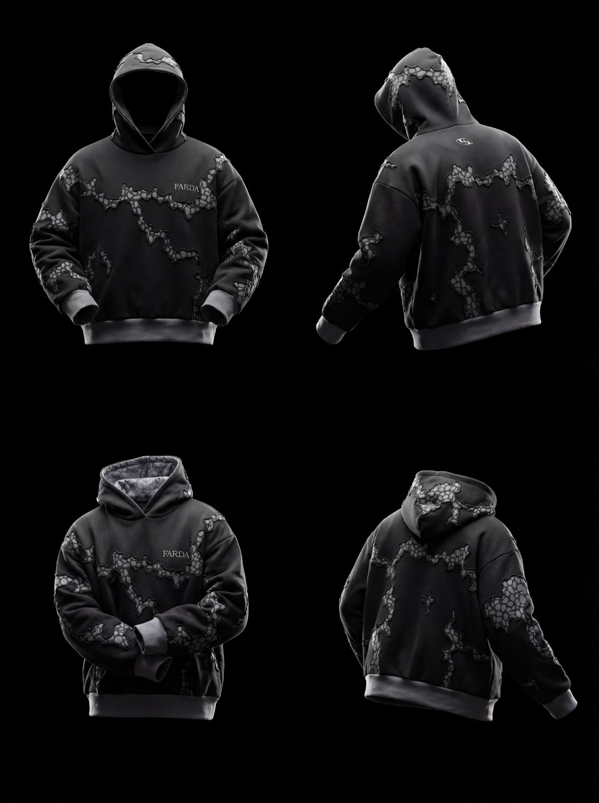 CHASM HOODIE: BLACK SNOWFLAKE (UNISEX)