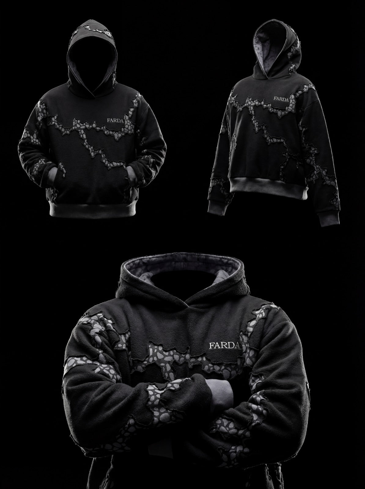 CHASM HOODIE: BLACK SNOWFLAKE (UNISEX)